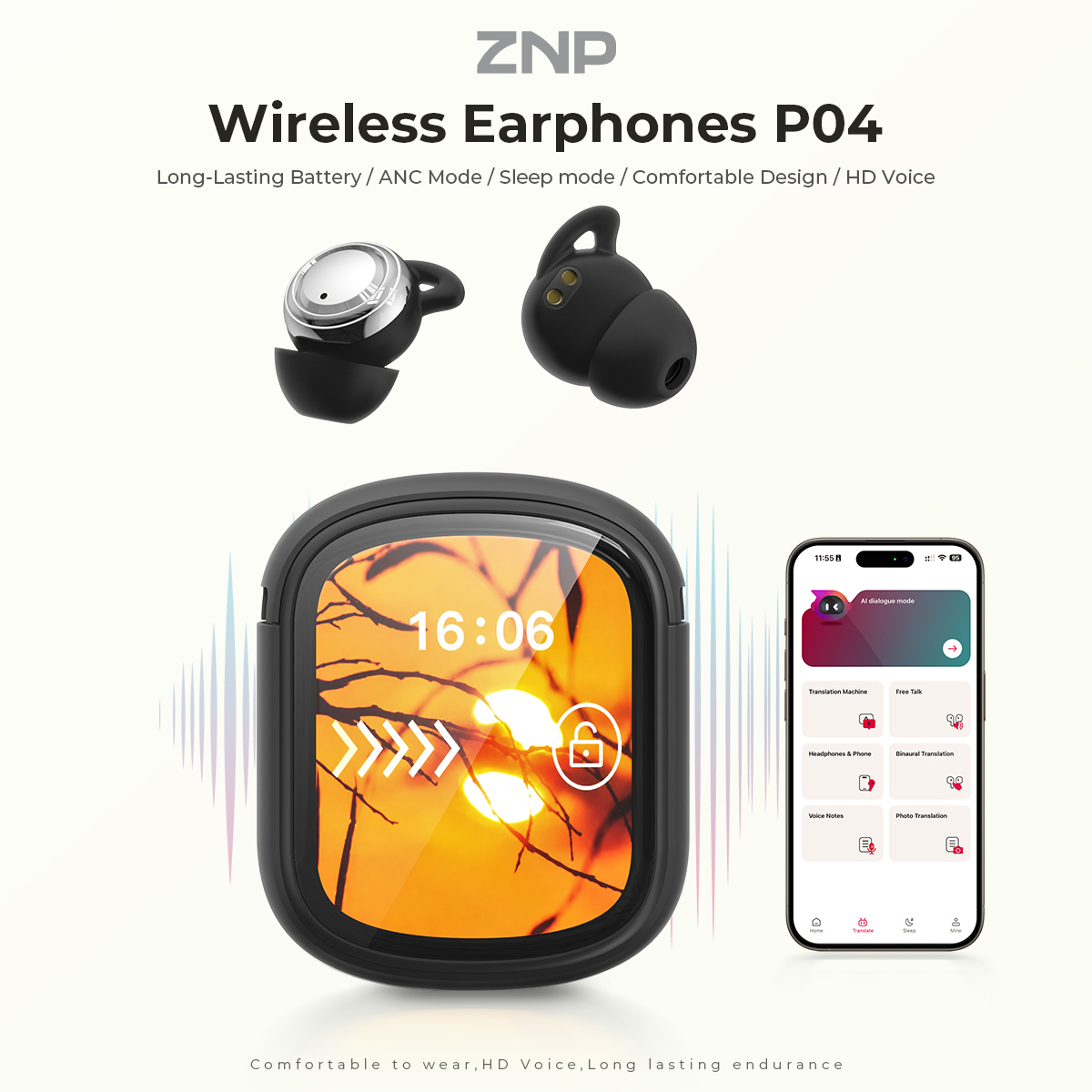 ZNP P04 Sleeping Aid Earbuds A - Earbuds Charging Case recension och pris