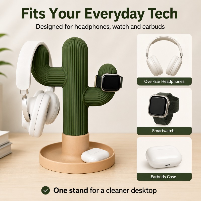 Minimalist Cactus Headset Stan - Headphone Stand Desk recension och pris